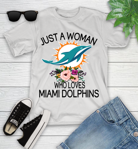 NFL Just A Woman Who Loves Miami Dolphins Football Sports Youth T-Shirt