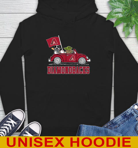 MLB Baseball Arizona Diamondbacks Darth Vader Baby Yoda Driving Star Wars Shirt Hoodie 2