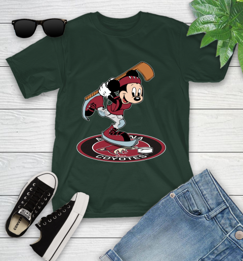 NHL Hockey Arizona Coyotes Cheerful Mickey Disney Shirt Youth T-Shirt 5