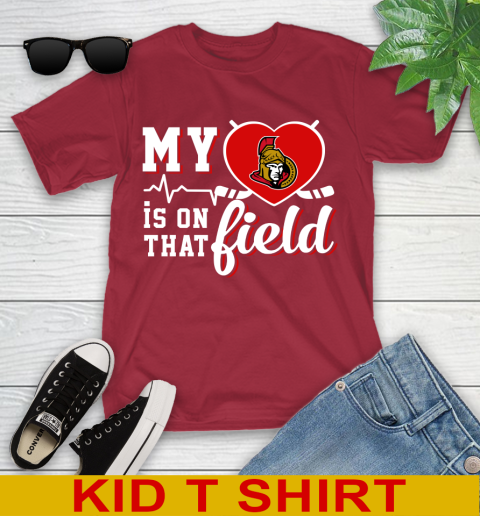 NHL My Heart Is On That Field Hockey Sports Ottawa Senators Youth T-Shirt 12