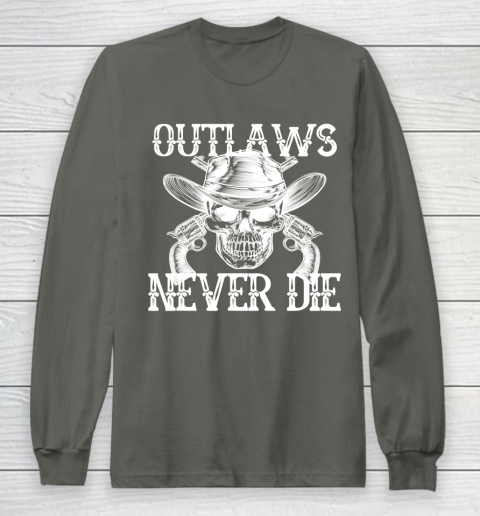 Outlaws Never Die shirt skull biker Long Sleeve T-Shirt 5