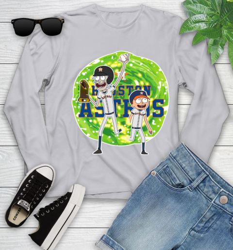 MLB Houston Astros Rick And Morty Commissioner's Trophy Baseball Sports Youth Long Sleeve 5