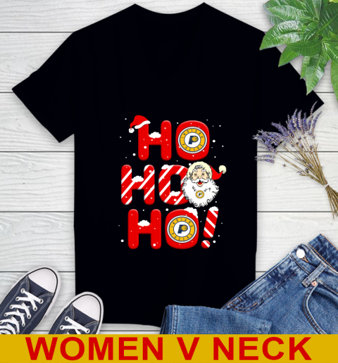 Indiana Pacers NBA Basketball Ho Ho Ho Santa Claus Merry Christmas Shirt Women's V-Neck T-Shirt