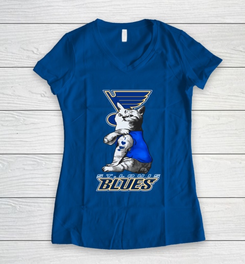 NHL My Cat Loves St.Louis Blues Hockey Women's V-Neck T-Shirt 7