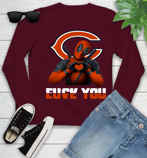 NHL Chicago Bears Deadpool Love You Fuck You Football Sports Youth Long Sleeve 6