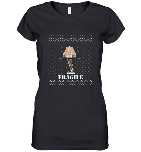 Fragile Leg Lamp Christmas Story Adult Women's V-Neck T-Shirt