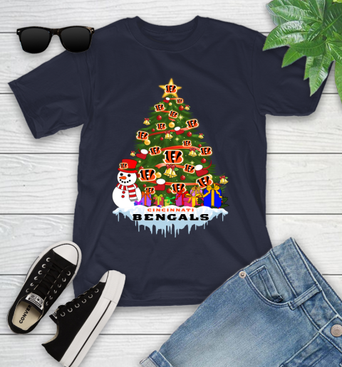 Cincinnati Bengals Merry Christmas NFL Football Sports Youth T-Shirt 3