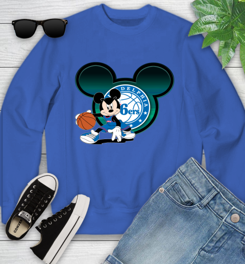NBA Philadelphia 76ers Mickey Mouse Disney Basketball Youth Sweatshirt 8