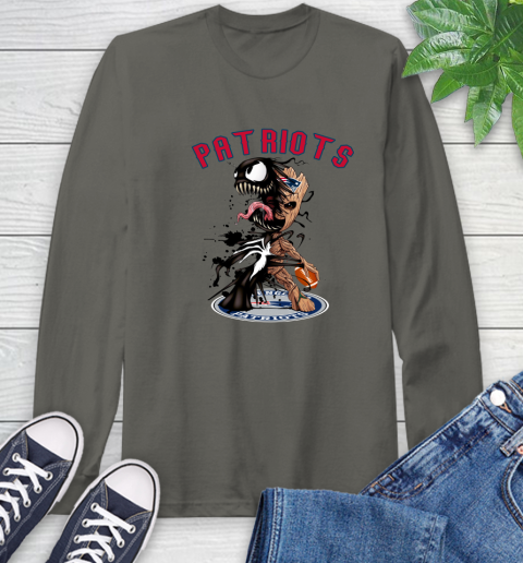 NFL New England Patriots Football Venom Groot Guardians Of The Galaxy Long Sleeve T-Shirt 8