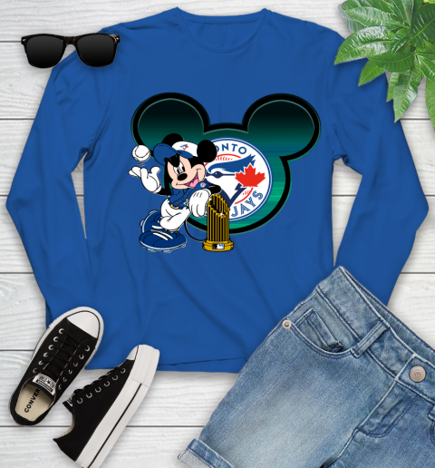 MLB Toronto Blue Jays The Commissioner's Trophy Mickey Mouse Disney Youth Long Sleeve 9