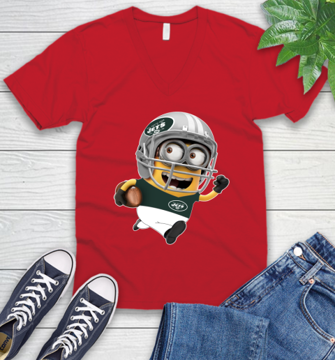 NFL New York Jets Minions Disney Football Sports V-Neck T-Shirt 7