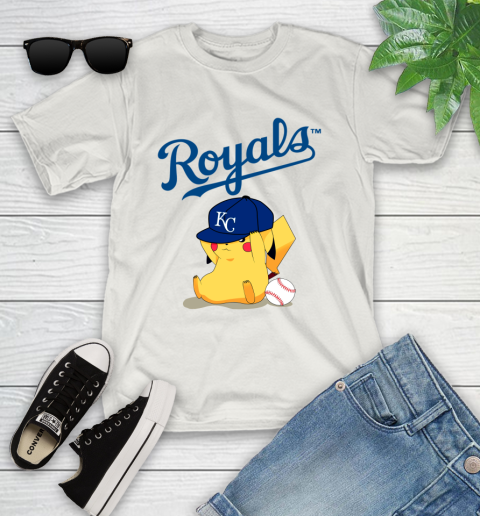 MLB Pikachu Baseball Sports Kansas City Royals Youth T-Shirt 12