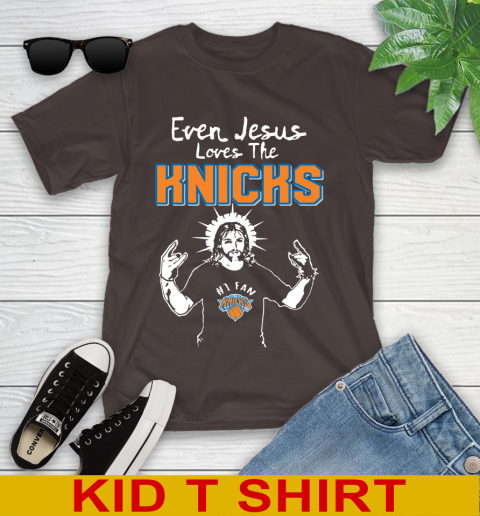 New York Knicks NBA Basketball Even Jesus Loves The Knicks Shirt Youth T-Shirt 6