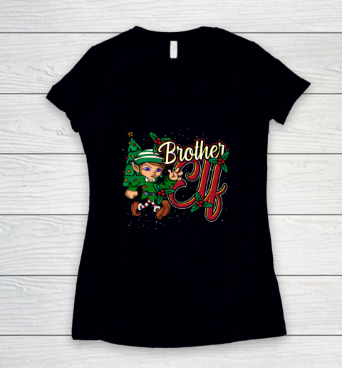 Matching Family Christmas Party Pajama Brother Elf Women's V-Neck T-Shirt