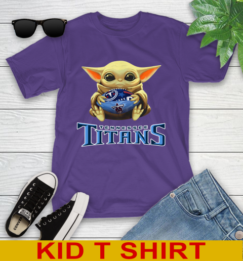 NFL Football Tennessee Titans Baby Yoda Star Wars Shirt Youth T-Shirt 4