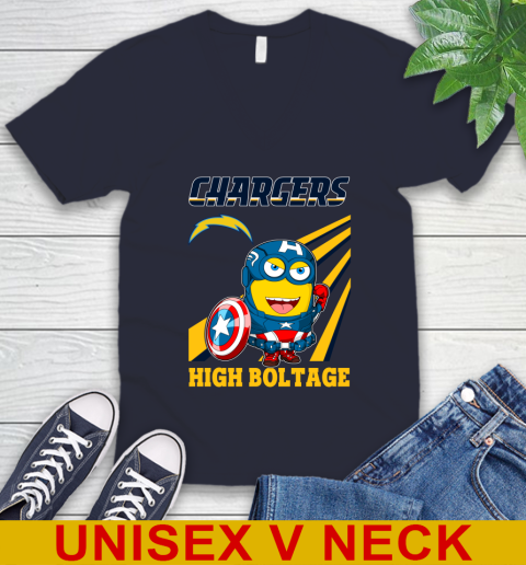 NFL Football Los Angeles Chargers Captain America Marvel Avengers Minion Shirt V-Neck T-Shirt 2