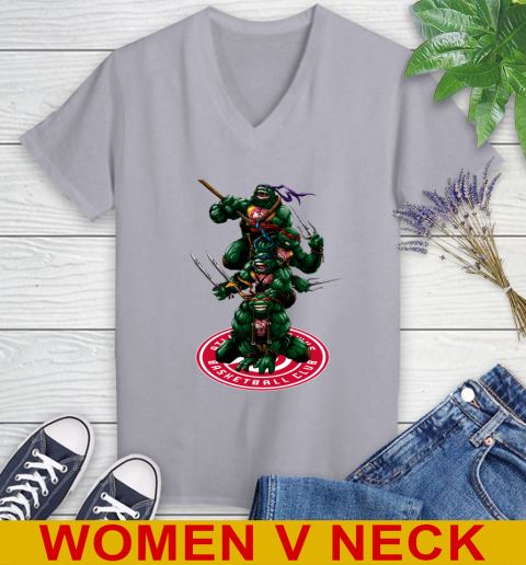 NBA Basketball Atlanta Hawks Teenage Mutant Ninja Turtles Shirt Women's V-Neck T-Shirt 5