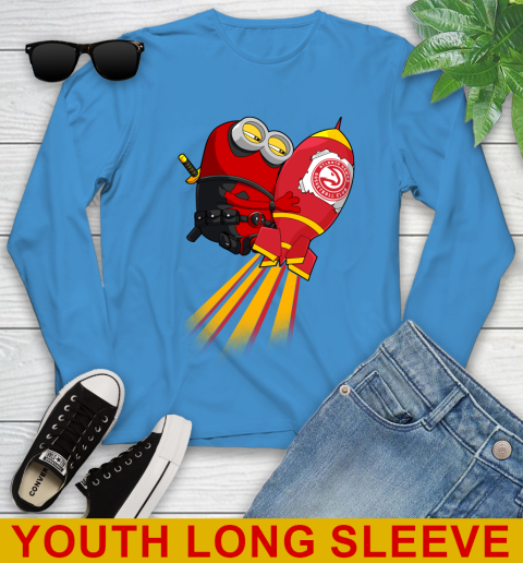 NBA Basketball Atlanta Hawks Deadpool Minion Marvel Shirt Youth Long Sleeve 8