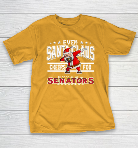 Ottawa Senators Even Santa Claus Cheers For Christmas NHL T-Shirt 2