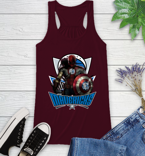 Dallas Mavericks NBA Basketball Captain America Thor Spider Man Hawkeye Avengers Racerback Tank 3