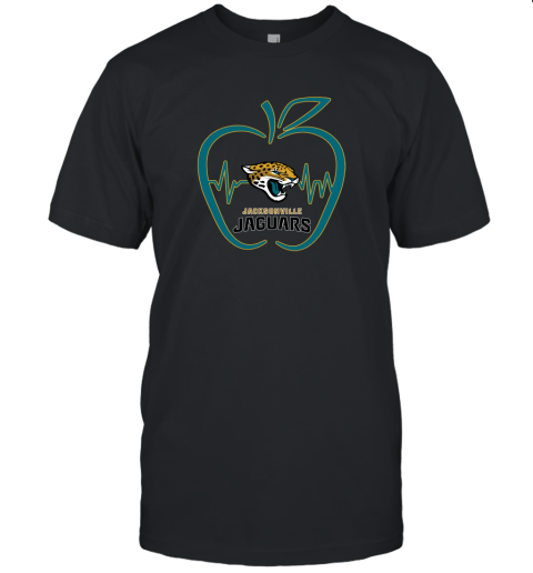 Apple Heartbeat Teacher Symbol Jacksonville Jaguars Unisex Jersey Tee