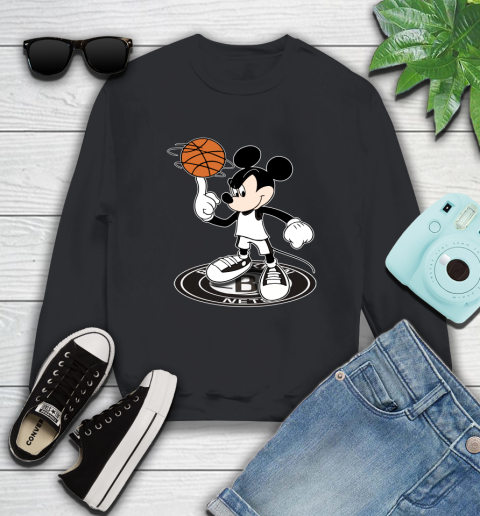 NBA Basketball Brooklyn Nets Cheerful Mickey Disney Shirt Sweatshirt