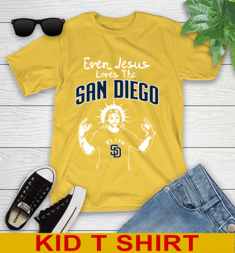 San Diego Padres MLB Baseball Even Jesus Loves The Padres Shirt Youth T-Shirt 9
