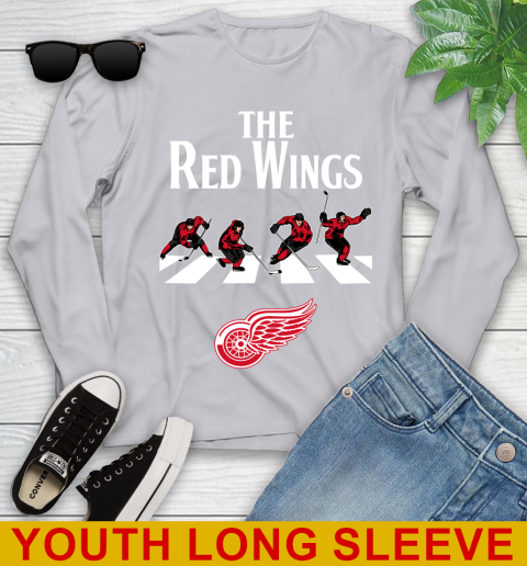 NHL Hockey Detroit Red Wings The Beatles Rock Band Shirt Youth Long Sleeve 5