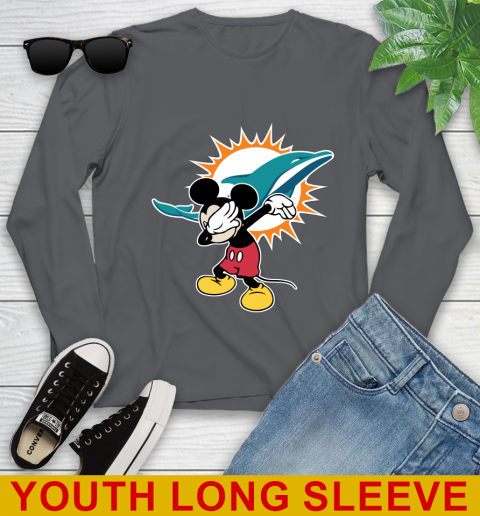 Miami Dolphins NFL Football Dabbing Mickey Disney Sports Youth Long Sleeve 9