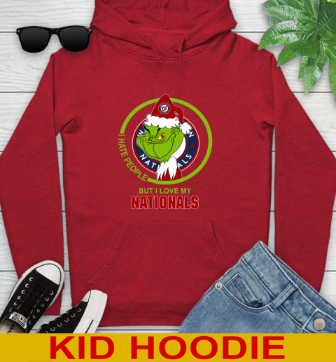 Washington Nationals MLB Christmas Grinch I Hate People But I Love My Favorite Baseball Team Youth Hoodie 11