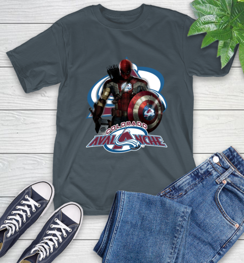 NHL Captain America Thor Spider Man Hawkeye Avengers Endgame Hockey Colorado Avalanche T-Shirt 9