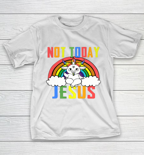 Unicorn Rainbow Not Today Jesus Premium T-Shirt 13