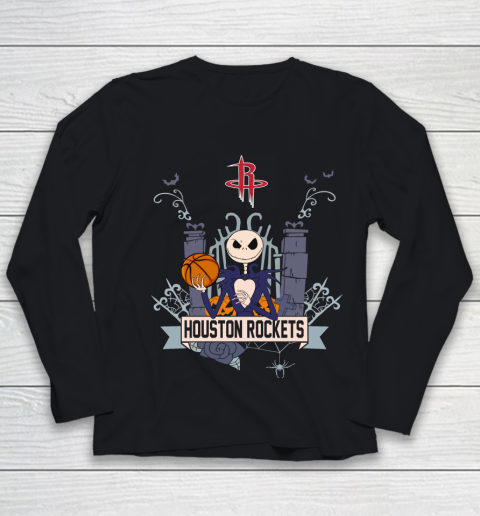 NBA Houston Rockets Basketball Jack Skellington Halloween Youth Long Sleeve