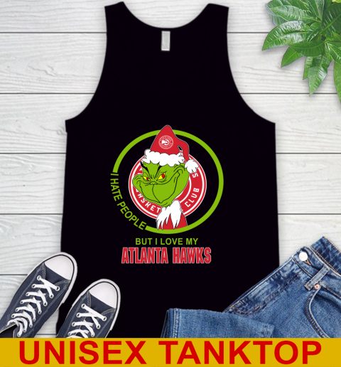 Atlanta Hawks NBA Christmas Grinch I Hate People But I Love My Favorite Basketball Team Tank Top 2