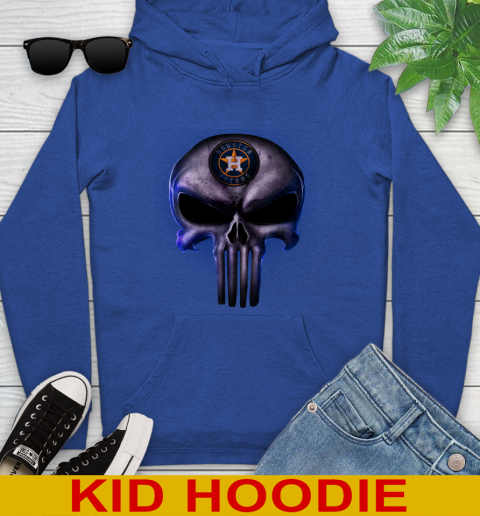 Houston Astros MLB Baseball Punisher Skull Sports Youth Hoodie 10