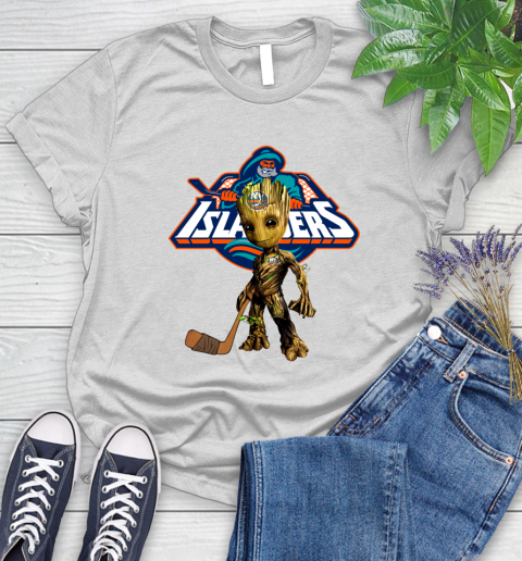 New York Islanders NHL Hockey Groot Marvel Guardians Of The Galaxy Women's T-Shirt