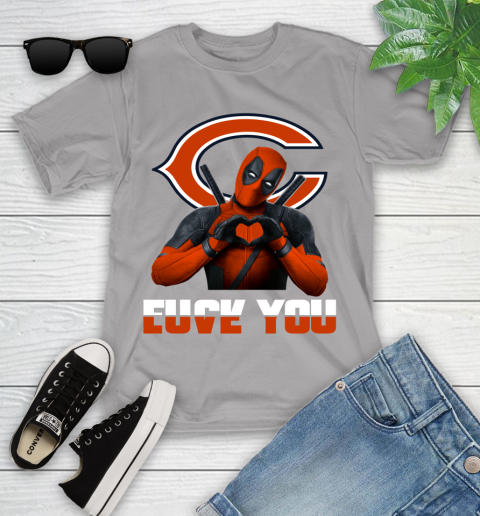 NHL Chicago Bears Deadpool Love You Fuck You Football Sports Youth T-Shirt 4