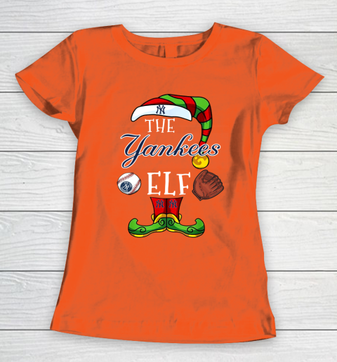 New York Yankees Christmas ELF Funny MLB Women's T-Shirt 3