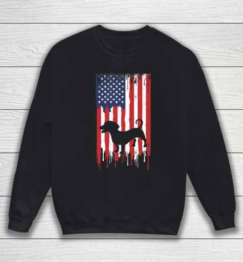 Dachshund 4th of July Patriotic American USA Flag Sweatshirt