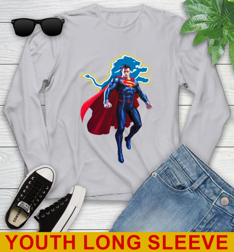 NFL Superman DC Sports Football Detroit Lions Youth Long Sleeve 6