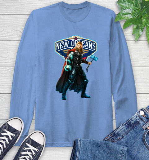 NBA Thor Avengers Endgame Basketball New Orleans Pelicans Long Sleeve T-Shirt 11