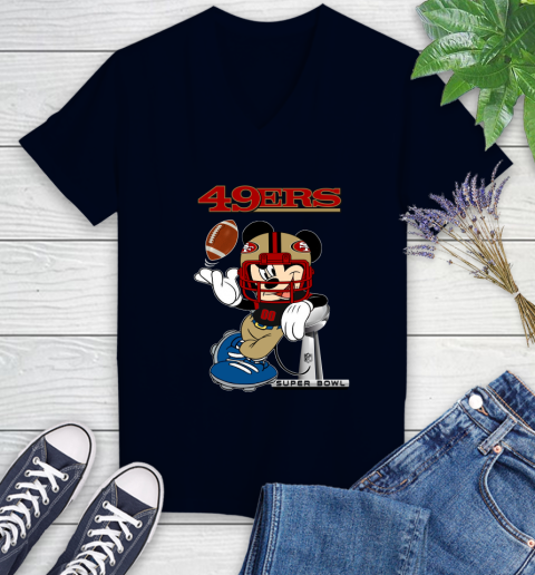 NFL San Francisco 49ers Mickey Mouse Disney Super Bowl Football T Shirt Women's V-Neck T-Shirt 3