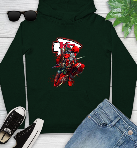 NFL Deadpool Marvel Comics Sports Football Kansas City Chiefs Youth Hoodie 13