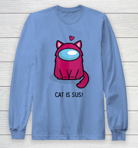 Among Us Game Shirt Cute Cat Astronaut Among me or us Nerdy Girl Gamer Long Sleeve T-Shirt 8