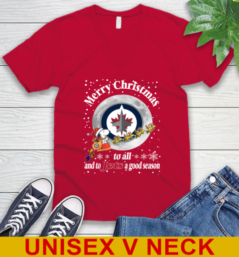 Winnipeg Jets Merry Christmas To All And To Jets A Good Season NHL Hockey Sports V-Neck T-Shirt 6