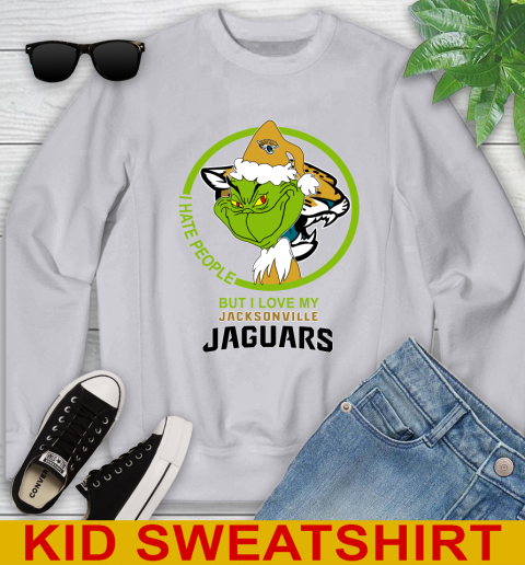 Jacksonville Jaguars NFL Christmas Grinch I Hate People But I Love My Favorite Football Team Youth Sweatshirt 4
