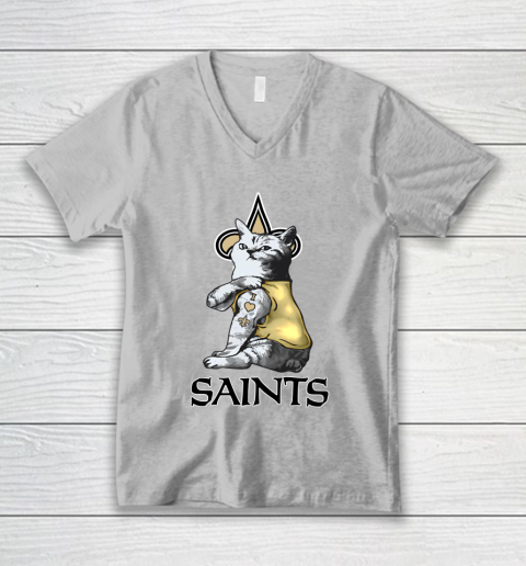 NFL Football My Cat Loves New Orleans Saints V-Neck T-Shirt 3
