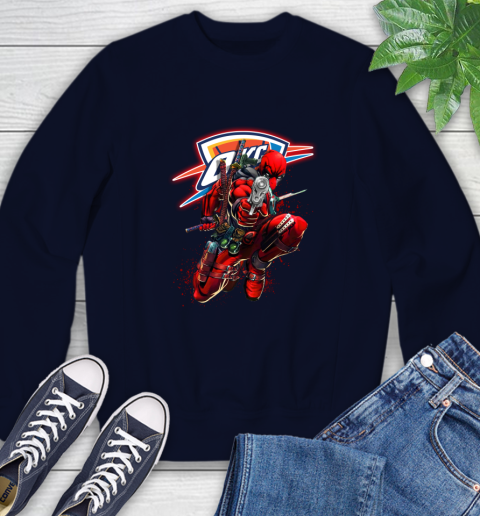 NBA Deadpool Marvel Comics Sports Basketball Oklahoma City Thunder Sweatshirt 3
