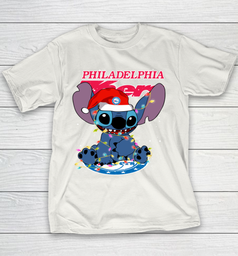 Philadelphia 76ers NBA noel stitch Basketball Christmas Youth T-Shirt