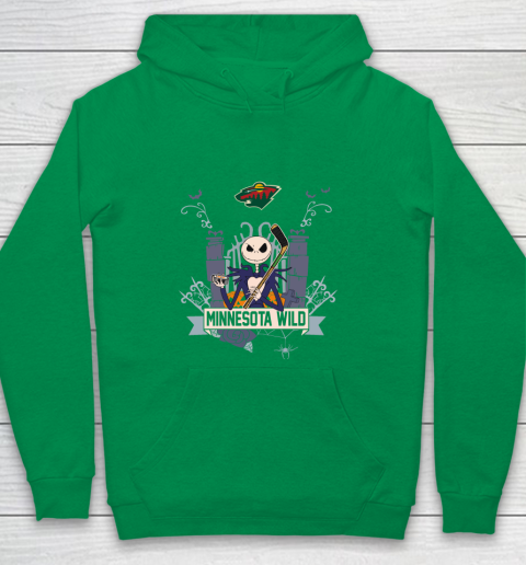 NHL Minnesota Wild Hockey Jack Skellington Halloween Youth Hoodie 4